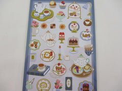 Cute Kawaii MW & Cafe Seal Series - F - Cafe Coffee Royal Blue Strawberry Fruit Tea Macaroon Shop Sticker Sheet - for Journal Planner Craft