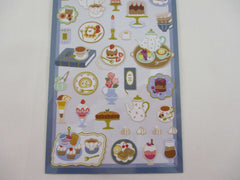 Cute Kawaii MW & Cafe Seal Series - F - Cafe Coffee Royal Blue Strawberry Fruit Tea Macaroon Shop Sticker Sheet - for Journal Planner Craft