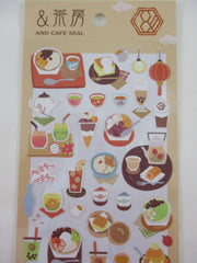 Cute Kawaii Mind Wave & Cafe Seal Series - G - Cafe Coffee Fruit Yogurt Oatmeal Bubble Tea Pudding Shop Sticker Sheet - for Journal Planner Craft