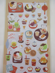Cute Kawaii Mind Wave & Cafe Seal Series - G - Cafe Coffee Fruit Yogurt Oatmeal Bubble Tea Pudding Shop Sticker Sheet - for Journal Planner Craft