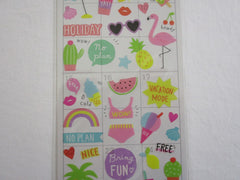 Cute Kawaii Mind Wave Vacation Summer Beach Fun Relax Bikini Holiday Schedule Sticker Sheet - for Journal Planner Craft Organizer