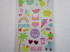 Cute Kawaii Mind Wave Vacation Summer Beach Fun Relax Bikini Holiday Schedule Sticker Sheet - for Journal Planner Craft Organizer