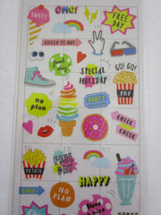 Cute Kawaii Mind Wave Happy Party Free Day Fun Chill Out No Plan Schedule Sticker Sheet - for Journal Planner Craft Organizer