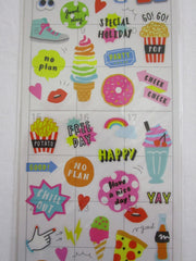 Cute Kawaii Mind Wave Happy Party Free Day Fun Chill Out No Plan Schedule Sticker Sheet - for Journal Planner Craft Organizer