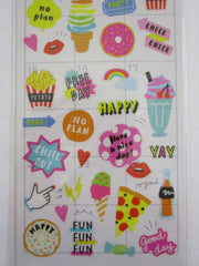 Cute Kawaii Mind Wave Happy Party Free Day Fun Chill Out No Plan Schedule Sticker Sheet - for Journal Planner Craft Organizer