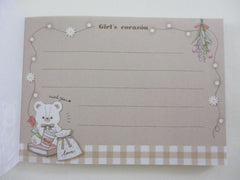 Cute Kawaii Q-Lia Bear Love Corazon Girl Mini Notepad / Memo Pad - Stationery Designer Paper Collection
