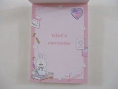 Cute Kawaii  Q-Lia Girl's corazon Heart Rabbit Mini Notepad / Memo Pad - Stationery Designer Paper Collection
