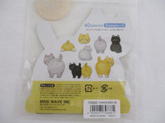 Cute Kawaii Mind Wave Cat Flake Stickers Sack - for Journal Agenda Planner Scrapbooking Craft Diary Schedule Notebook Gift