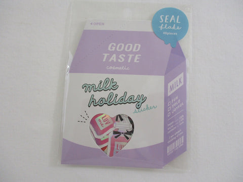 Cute Kawaii Crux Flake Stickers in Milk Carton Package - Perfume Girl Lipstick Beauty Flake Stickers Sack - for Journal Planner Scrapbooking Craft