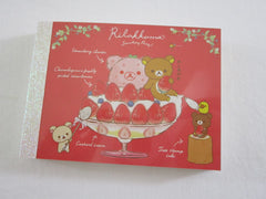 Cute Kawaii San-X Rilakkuma Bear Strawberry Mini Notepad / Memo Pad - B - Stationery Writing Message