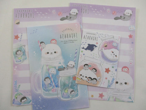 Cute Kawaii Crux Penguin and Seal Mini Letter Sets - Small Writing Note Envelope Set Stationery