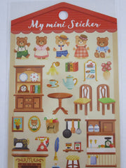 Cute Kawaii Mind Wave Miniature Animal Family - Bear Country Home Sticker Sheet - for Journal Planner Craft