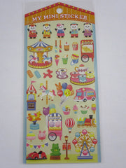 Cute Kawaii Mind Wave Miniature Animal Family - Panda Bear Family Carnival Summer Fun Fair Sticker Sheet - for Journal Planner Craft