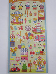 Cute Kawaii Mind Wave Miniature Animal Family - Panda Bear Family Carnival Summer Fun Fair Sticker Sheet - for Journal Planner Craft