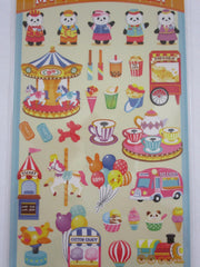 Cute Kawaii Mind Wave Miniature Animal Family - Panda Bear Family Carnival Summer Fun Fair Sticker Sheet - for Journal Planner Craft
