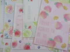 Cute Kawaii Crux Fresh Fruits Berries Strawberry Peach Orange Kiwi Letter Sets - Stationery Writing Paper Envelope