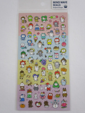 Cute Kawaii Mind Wave Healthy Cat Fruit Vegetables Activities Sticker Sheet - for Journal Planner Craft Organizer Calendar Schedule Scrapbook Diary Gift