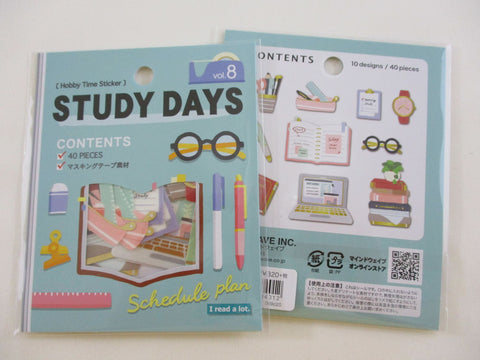 Cute Kawaii MW Hobby Time Flake Stickers Sack - Study Student Learn Read College School - for Journal Agenda Planner Scrapbooking Craft