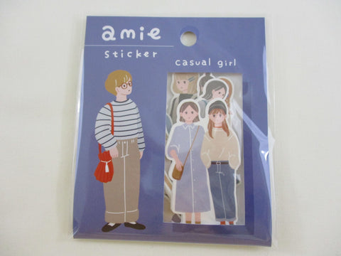 Cute Kawaii MW Amie Girl Style - D Casual Flake Stickers Sack - for Journal Agenda Planner Scrapbooking Craft