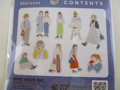 Cute Kawaii MW Amie Girl Style - D Casual Flake Stickers Sack - for Journal Agenda Planner Scrapbooking Craft