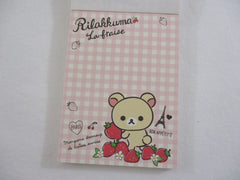 Cute Kawaii San-X Rilakkuma Bear La Fraise Strawberry Mini Notepad / Memo Pad - A - Stationery Writing Message