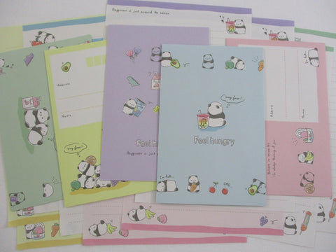 Crux Hungry Panda Fruits Bubble Tea Drink Letter Sets - Stationery Writing Paper Envelope