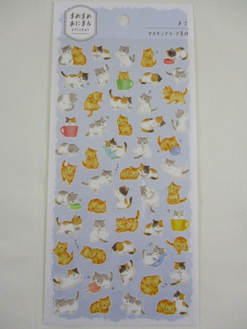 Cute Kawaii MW Animaru  Seal Series - A - Cat Kitten Sticker Sheet - for Journal Planner Craft Diary Scrapbook Penpal Gift