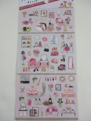 Cute Kawaii MW Home Decor Story Series - D - Pink Red Girly Sticker Sheet - for Journal Planner Craft