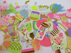 Food Drink Cake Bakery Bread Vegetable Healthy Flake Stickers - 50 pcs - neon style