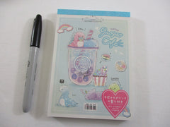 Cute Kawaii Q-Lia Dino Cafe Bubble Tea Tapioca Drink 4 x 6 Inch Notepad / Memo Pad - Stationery Designer Paper Collection