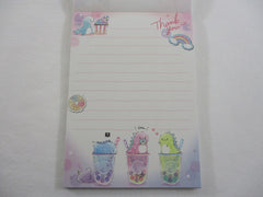 Cute Kawaii Q-Lia Dino Cafe Bubble Tea Tapioca Drink 4 x 6 Inch Notepad / Memo Pad - Stationery Designer Paper Collection