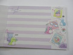 Cute Kawaii Q-Lia Dino Cafe Bubble Tea Tapioca Drink 4 x 6 Inch Notepad / Memo Pad - Stationery Designer Paper Collection