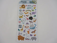 Cute Kawaii MW Drawing Series - E - Animals Bear Crocs Wild Nature Safari Lion Fox Hippo Sticker Sheet - for Journal Planner Craft