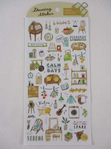 Cute Kawaii MW Drawing Series - F - Pleasant Calm Day Tea Coffee Snack Relax Sticker Sheet - for Journal Planner Craft