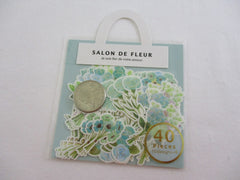 MW Salon de Fleur Flowers - Flake Stickers Sack - Green Blue - Beautiful Garden Love Wedding Bouquet for Journal Agenda Planner Scrapbooking Craft