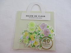 MW Salon de Fleur Flowers - Flake Stickers Sack - Yellow Green Purple - Beautiful Garden Love Wedding Bouquet for Journal Agenda Planner Scrapbooking Craft