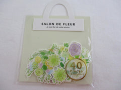 MW Salon de Fleur Flowers - Flake Stickers Sack - Yellow Green Purple - Beautiful Garden Love Wedding Bouquet for Journal Agenda Planner Scrapbooking Craft