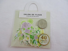 MW Salon de Fleur Flowers - Flake Stickers Sack - Yellow Green Purple - Beautiful Garden Love Wedding Bouquet for Journal Agenda Planner Scrapbooking Craft