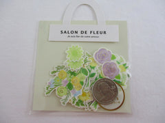 MW Salon de Fleur Flowers - Flake Stickers Sack - Yellow Green Purple - Beautiful Garden Love Wedding Bouquet for Journal Agenda Planner Scrapbooking Craft