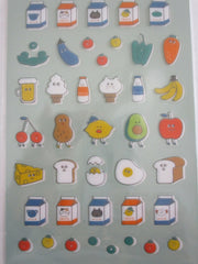 Cute Kawaii Decole Egg Fruit Healthy Avocado Bread Breakfast Milk Sticker Sheet - for Journal Planner Craft