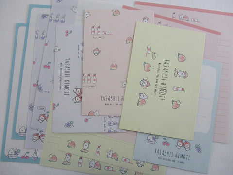 Cute Kawaii Q-Lia Peachy Fruit Milk Letter Sets - Stationery Writing Paper Envelope Penpal