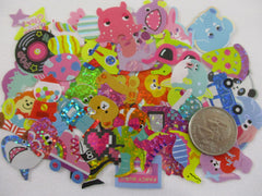 Animals Fish 80's Fun Theme Music Toys Variety Flake Stickers - 50 pcs