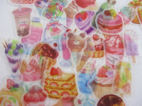 Food Drink Bubble Tea Ice Cream Bakery Fruit Cake Cupcake Pie Strawberry Flake Stickers - 32 pcs
