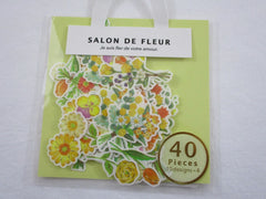 MW Salon de Fleur Flowers - Flake Stickers Sack - Yellow Orange Autumn - Beautiful Garden Love Wedding Bouquet for Journal Agenda Planner Scrapbooking Craft