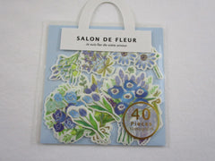 MW Salon de Fleur Flowers - Flake Stickers Sack - Blue - Beautiful Garden Love Wedding Bouquet for Journal Agenda Planner Scrapbooking Craft