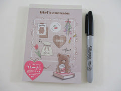 Cute Kawaii Q-Lia Bear Kuma Love with you 4 x 6 Inch Notepad / Memo Pad - Stationery Designer Paper Collection