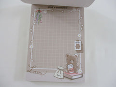 Cute Kawaii Q-Lia Bear Kuma Love with you 4 x 6 Inch Notepad / Memo Pad - Stationery Designer Paper Collection