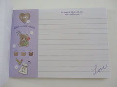 Cute Kawaii Q-Lia Bear Kuma Love with you 4 x 6 Inch Notepad / Memo Pad - Stationery Designer Paper Collection