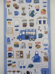 Cute Kawaii Mind Wave & Food Truck Series - Cafe Coffee Latte Drink Cookies Sticker Sheet - for Journal Planner Craft
