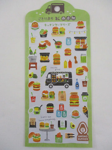 Cute Kawaii Mind Wave & Food Truck Series - Burger Fries Soda Ice Tea Lunch Sticker Sheet - for Journal Planner Craft